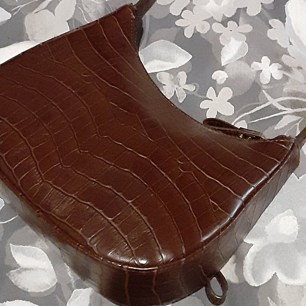Mini Chocolate Faux Alligator Bag